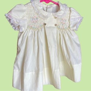 Vintage Polly Finders smocked yellow dress 6-9 months